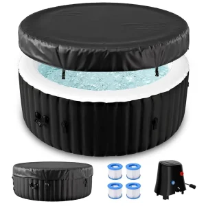 Round Portable Inflatable Hot Tub, 2-4 Person & 120 Bubble Jets